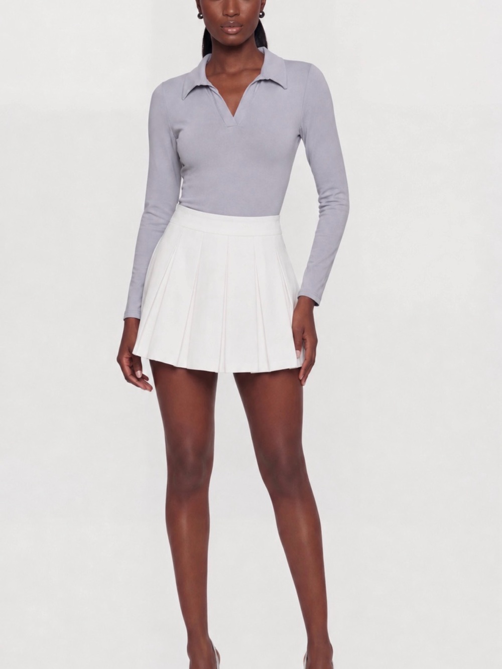 Women's Pleated Mini Tennis Skirt in Ivory